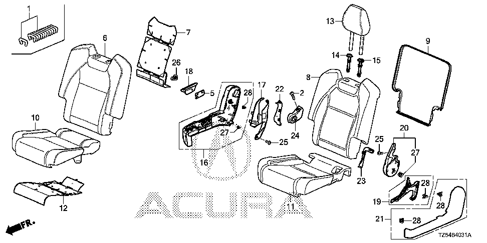 81327-TZ5-A01 - PAD, R. MIDDLE SEAT-BACK