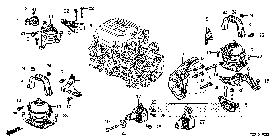 50610-TZ5-A01 - BRACKET, RR. ENGINE MOUNTING
