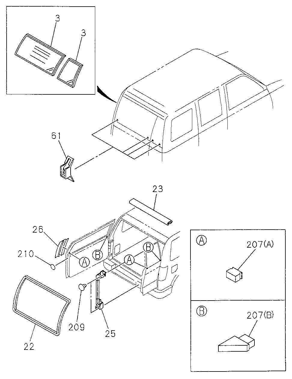 8-97174-086-0 - WEATHERSTRIP, BACK DOOR (UPPER) (OUTER)